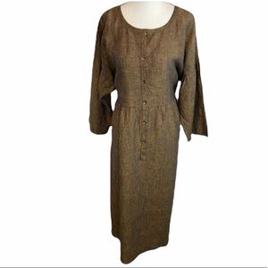 Gundren Sjogren Lagan Look Artisian Organic Linen Maxi Dress Size Medium